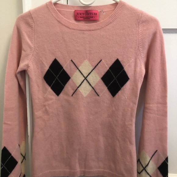 Juicy Couture Baby Pink Argyle Sweater 